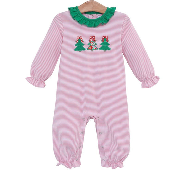 Trotter St Kids Christmas tree applique ruffle romper