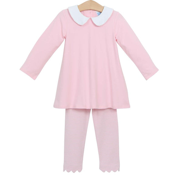 Trotter St Kids girls long sleeve light pink knit leggings set. Perfect fall and winter outfit for girls