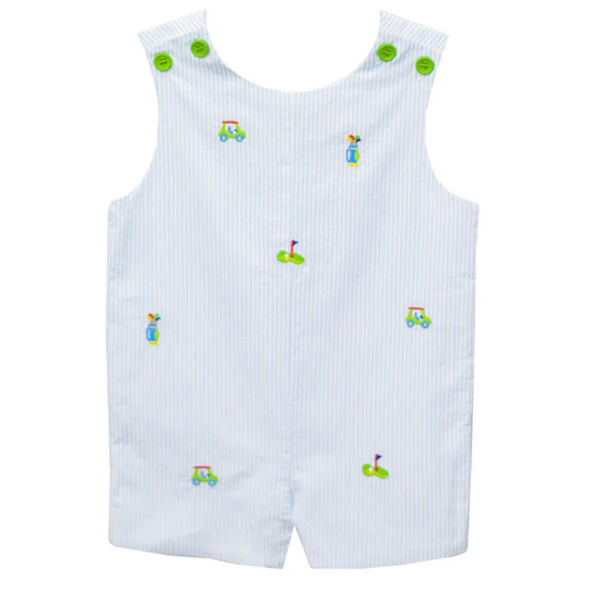 Zuccini kids golf embroidery jon jon with light blue seersucker print