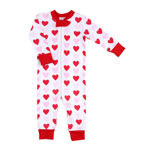 Magnolia Baby 100% pima cotton heart print Valentine's day baby pajamas.