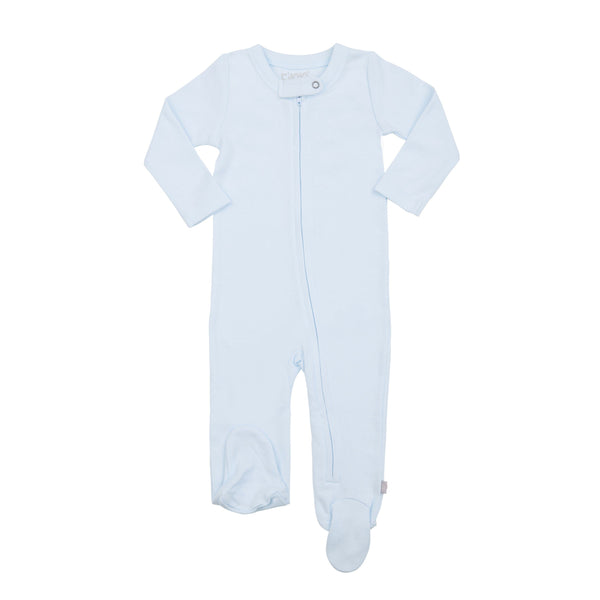 Organic cotton light blue zipper pajamas. 
