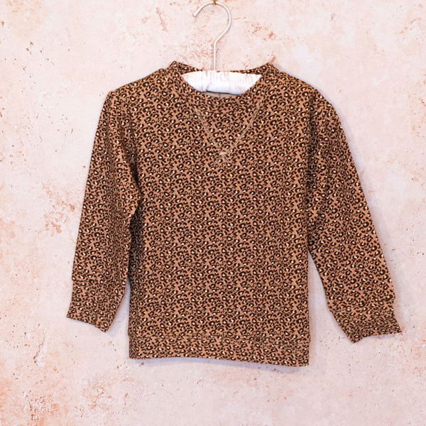 Leopard print 100% organic cotton French Terry crewneck sweatshirt.