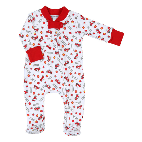 Magnolia Baby sound the alarm firetruck zipped pajamas.