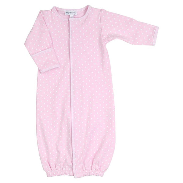Magnolia baby 100% pima cotton pink and white dot converter gown. 
