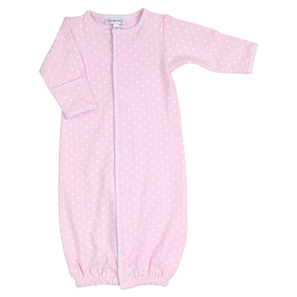 Magnolia baby 100% pima cotton pink and white dot converter gown.
