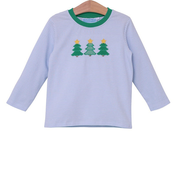 Trotter St Kids Christmas tree applique shirt