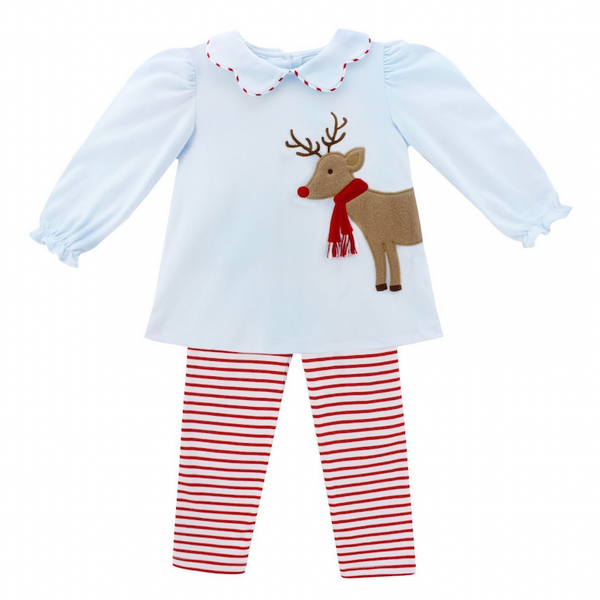 Zuccini Kids Reindeer Bruar Leggings set. Girl's knit reindeer legging set. 