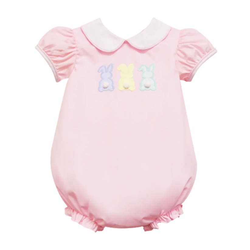 Zuccini Louisa Bubble, Pink Broadcloth. Pink girl's woven bubble with collar, Easter baby girl outfit