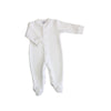 Nella pima basket footie in white. Perfect classic white baby footie for newborn pictures and everday