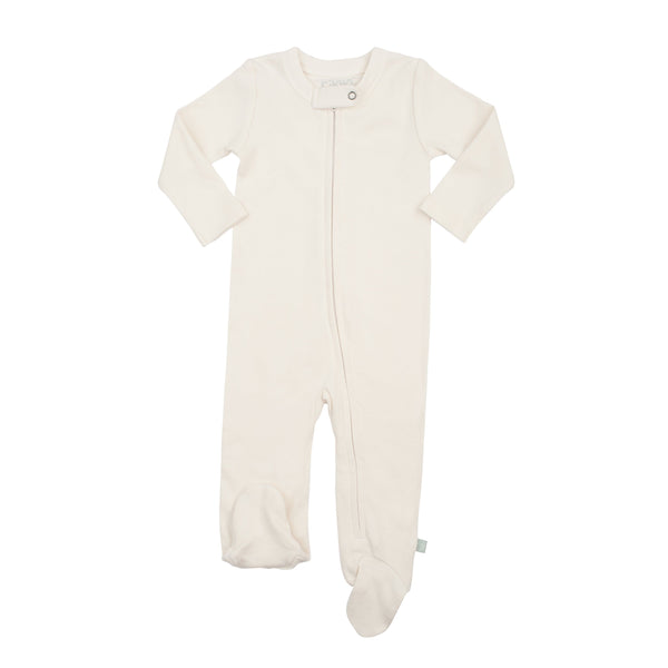 Organic cotton ivory zipper pajamas. 