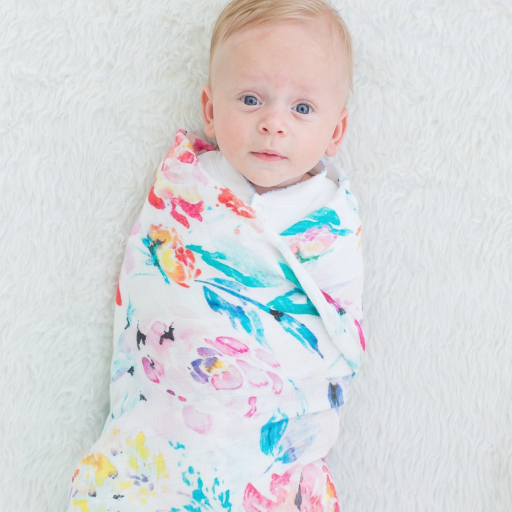 Gorgeous floral watercolor baby swaddle blanket. Soft and breathable material and perfect for new baby's delicate skin.
